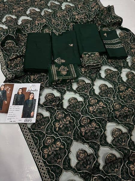 hajra eman aplic shawls suit three piece on karandi original branded 3