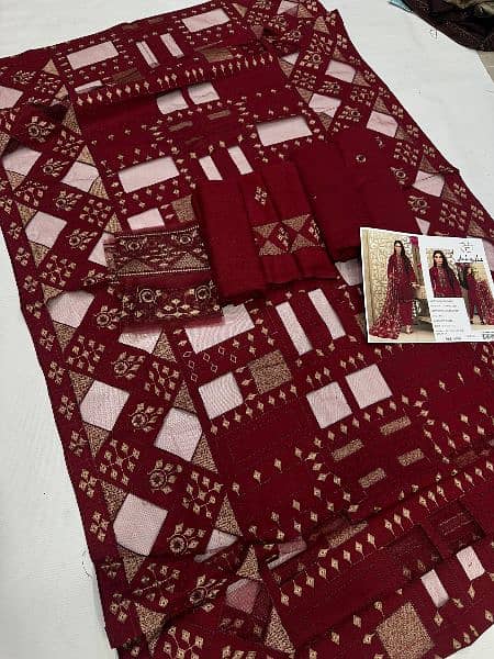 hajra eman aplic shawls suit three piece on karandi original branded 8