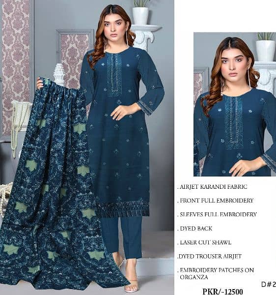 hajra eman aplic shawls suit three piece on karandi original branded 10