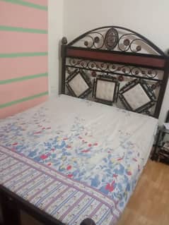 Used bed Double without matress,with  1 side table & Double seter Sofa