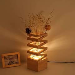 Wooden Zig Zag Lamp With Three Different Lights