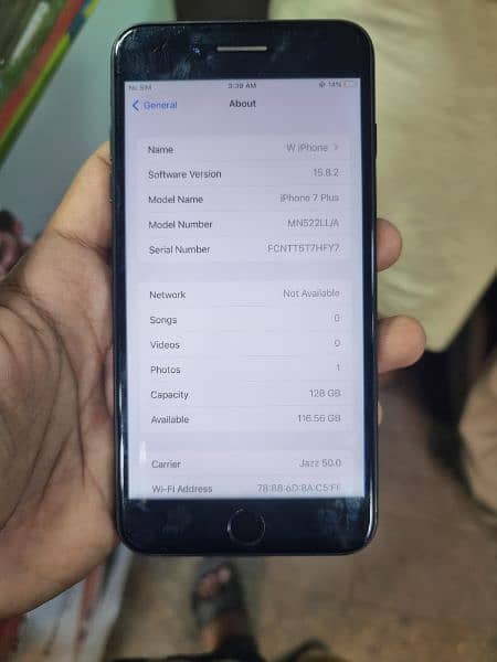 iphone 7plus all ok orignal mobile official approved all ok 128gb 6