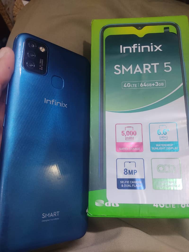 Infinix smart 5 ram3GB room64GB lush cundion no open repir with box. 2