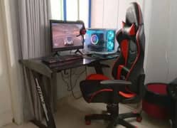 complete Gaming Setup With Gaming Chair Table And Monitor