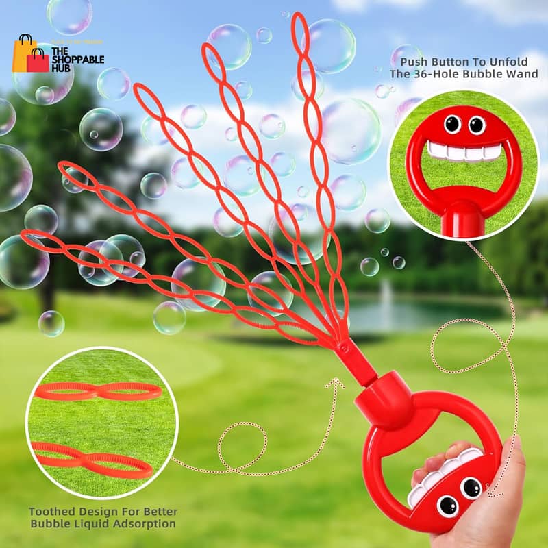 Smiling Face 32 Holes Bubble Wand Bubble Stick Blower Bubble Maker Toy 2