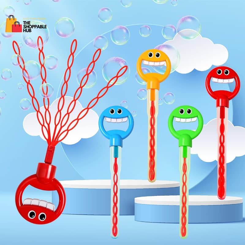 Smiling Face 32 Holes Bubble Wand Bubble Stick Blower Bubble Maker Toy 5