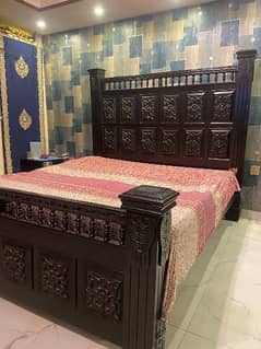 King size solid wood bed set for sale