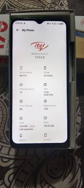 Itel A70  4+8/256 with box with waranty lush conditions 10/10 3