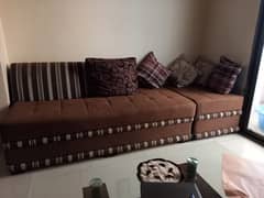 7 seater L shape sofa and center table with 4 stool