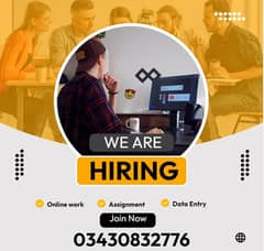 Male and Female Staff needed for Office working and Online working