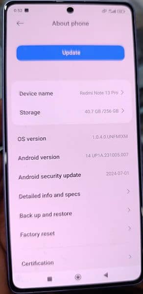 Redme Xiaomi Note 13 Pro 8/256 PTA Approved 2