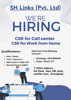 Call Center Agents required