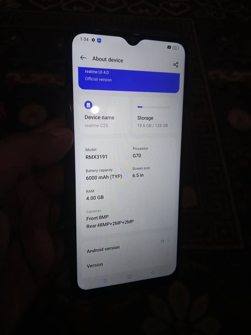 Realme c25 4gb RAM and 128gb ROM 1