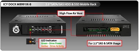 ICY DOCK Rugged Full Metal 2.5” SAS/SATA HDD & SSD