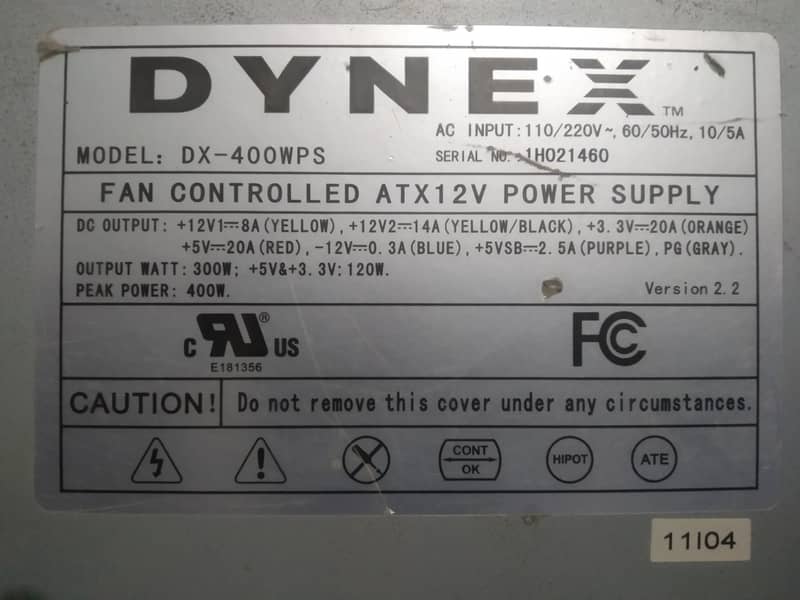 400 Watts Power Supply for FULL ATX/ATX Casing(Detail in Description). 0