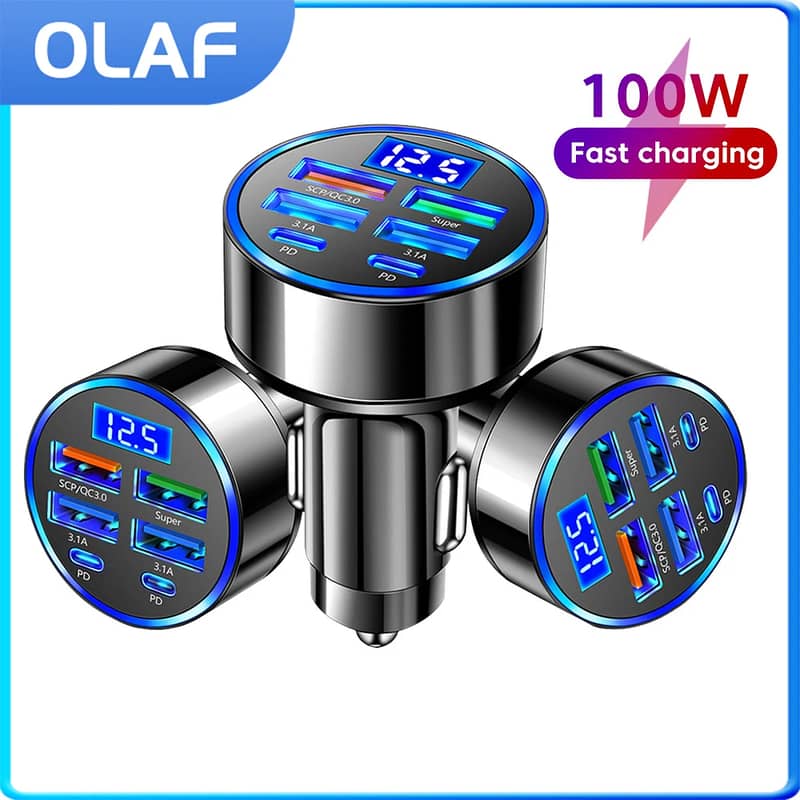 Car Charger 100W Support Super Fast Charging 6 In 1 Multi-port Voltage 1