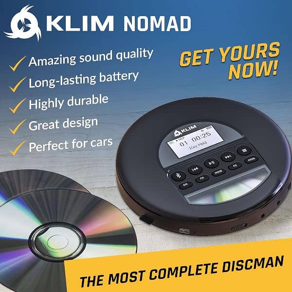 KLIM Nomad - New - Portable CD Player Walkman - Headphones - Radio 1