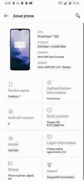 one plus 7  (8gb/256gb) 0