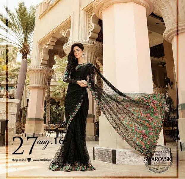 Black stitched chiffon saare (Original) 0