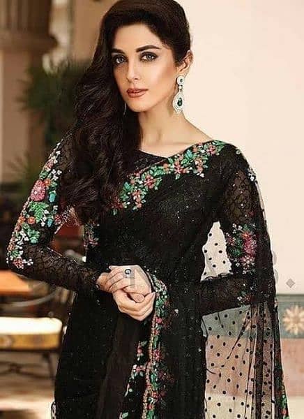 Black stitched chiffon saare (Original) 1