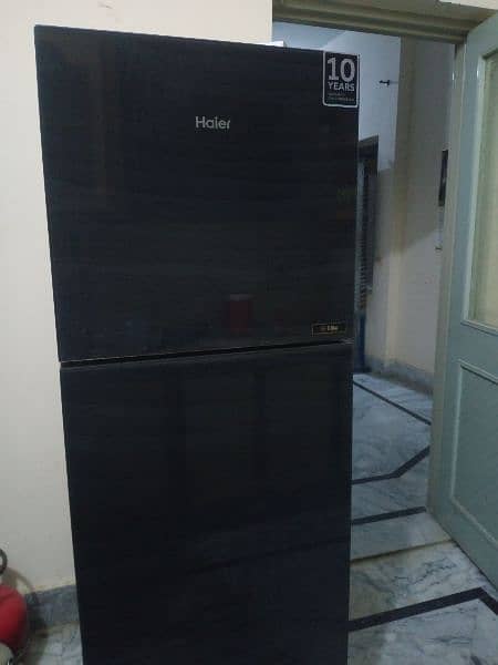 haier fridge glass door black new condition 3