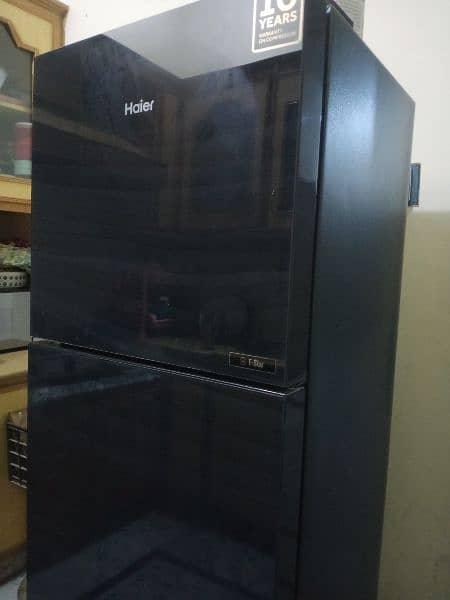 haier fridge glass door black new condition 4