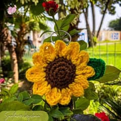 Handmade Crochet  Sunflower keychain 0