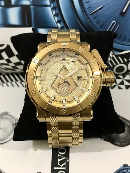 INVICTA AUTOMATIC-GOLD-NEW ORIGINAL WATCH-RADO-OMEGA-ROLEX-TISSOT-SEIK 1