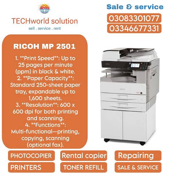 RICOH MP 2501  PRINTER PHOTOCOPIER 0