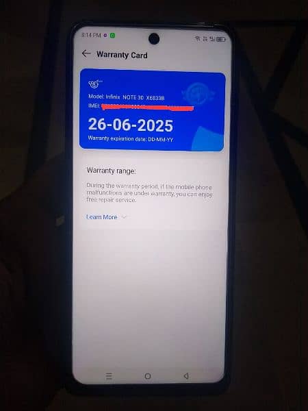 infinix note 30 10 month warranty 7