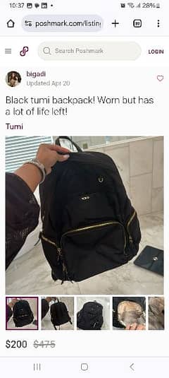 Black Tumi backpack! Worn but has a lot of life left! 0