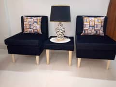 2 seater velvet sofa with table 0