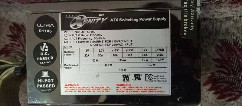 Ultra Xfinity 500watt power supply psu for gaming pc 1