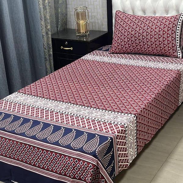 4 Pcs Crystal Cotton Printed Single Bedsheet 1