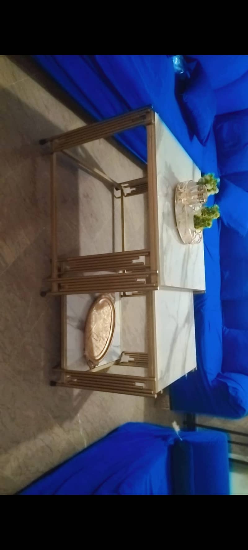 Beautiful white and gold double centre table 2