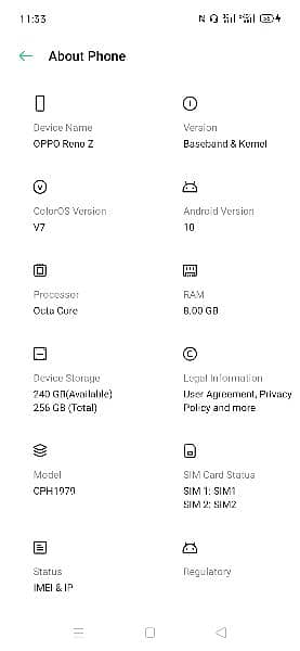 oppo reno z 8+256 1