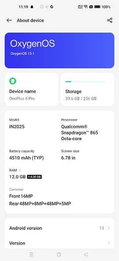 ONE PLUS 8PRO DUAL SIM Snapdragon 865  12+12/256