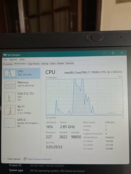 Dell Core i7 7th gen 256 GB SSD 8 GB Ram Condition 9.5/10 6