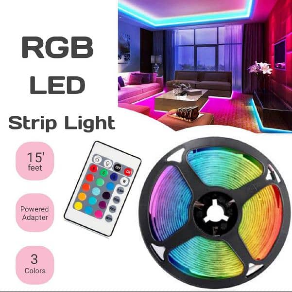 RGB LED Strip Lights 15 Feet Waterproof Color Changing Remote Control 0