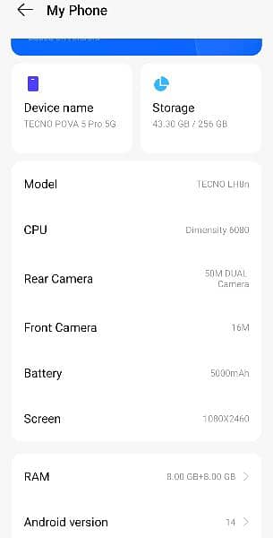 Tecno pove 5 pro 5g 10/10 Full Box 8 month warranty 4