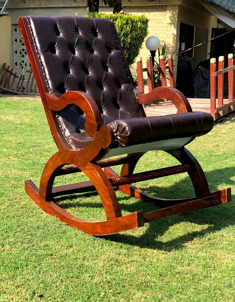 pure sheesham wood rocking chair 1