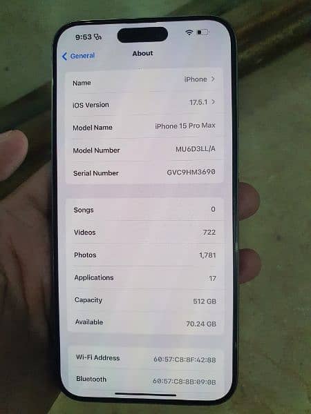 iphone 15 Pro Max natural titanium 512/GB Non Pta LLA 5