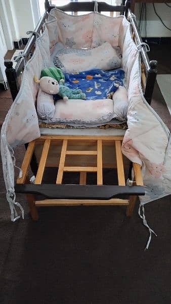 Wooden Baby Crib / Bed and Cot/ Swing Set (including a bumper set) 3