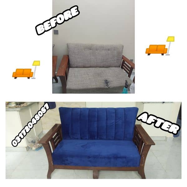 Sofa set repair and fabric change 3