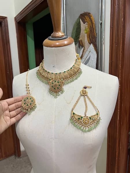 BRIDAL DRESS purana qillah with kundan complete jewelry set 6