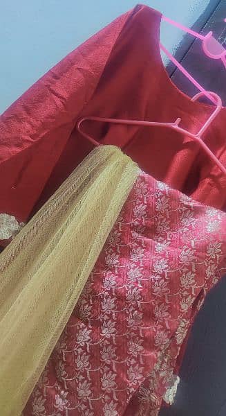 3pcs Red fancy shirt with pgama and golden dbatta 2