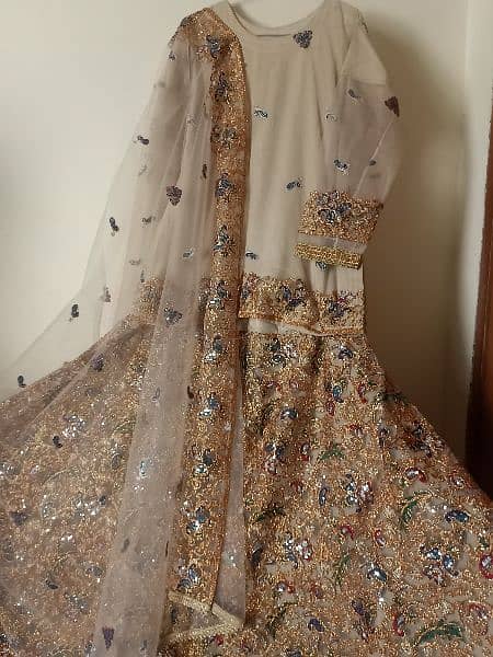 A 3 pc fancy Hand made lehnga with shirt & embroided dupatta for girls 2