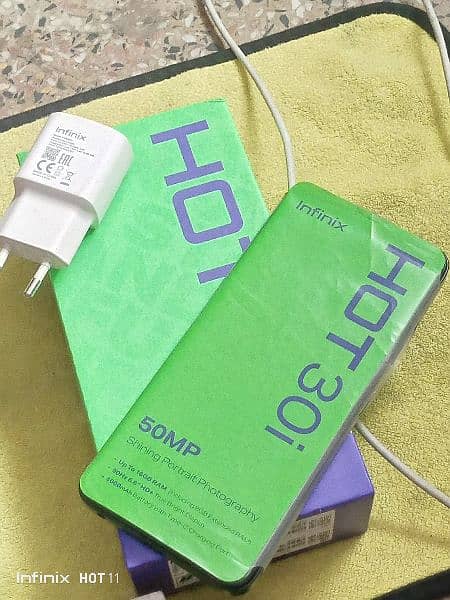 infinix hot 30i 8+8 128 with box and charger 19 02 2025 tak warrenty 3