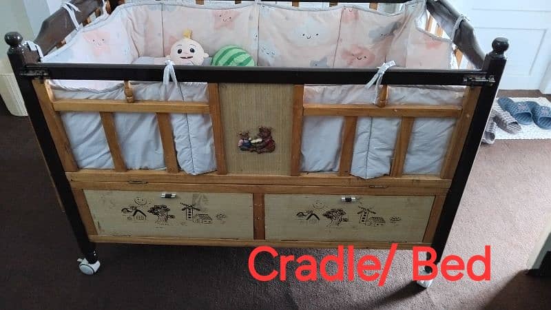 Wooden Baby Crib / Bed and Cot/ Swing Set (including a bumper set) 7