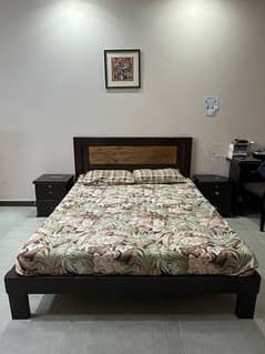 Queen Bed with Mattress and Side Tables 0